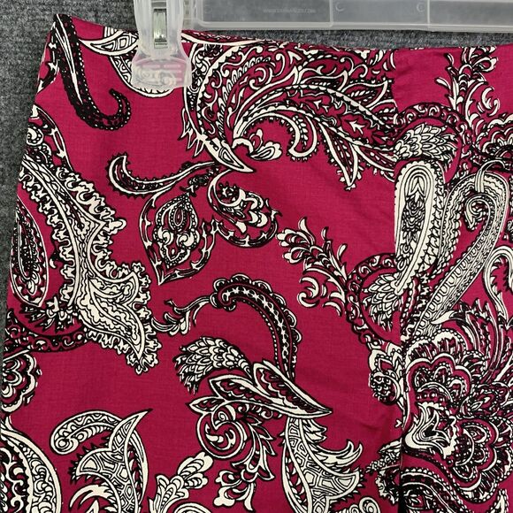 Talbots Paisley Print Ankle Pants Multicolor Size 8 Side Zipper Maroon w/ White - Picture 4 of 10